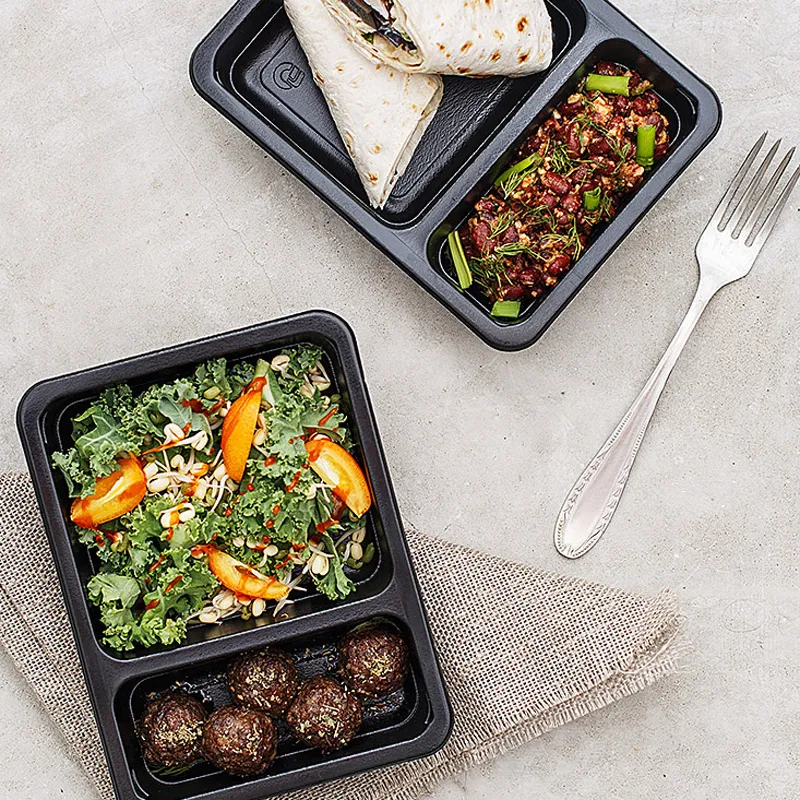 товар Контейнер 2-х секционный PP, черный, 190*144*45 мм, 245+555 мл, серия К-190 PLK43965